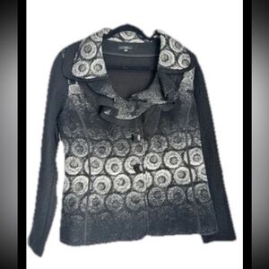 VEX COLLECTION Women’s Wool Blend Lagenlook Ruffle  Gray BlackBlazer Sz 44 (14)